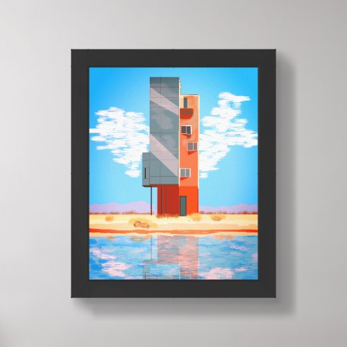 desert appartment in pixelart  framed art