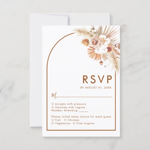 Desert Arch Boho Pampas Grass Terracotta RSVP Card