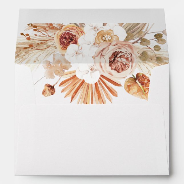 Desert Arch Boho Pampas Grass Terracotta Wedding Envelope (Back (Bottom))