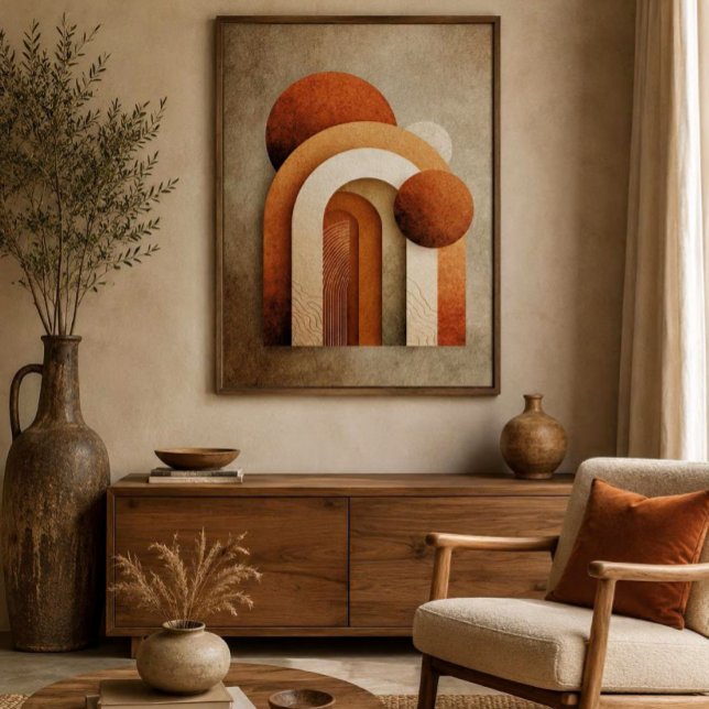 Desert Arch Gallery Wrap 24x36 (Mid Century Modern Arch Art | Affordable Wall Art | Terracotta Boho Wall Decor | Minimalist Geometri)