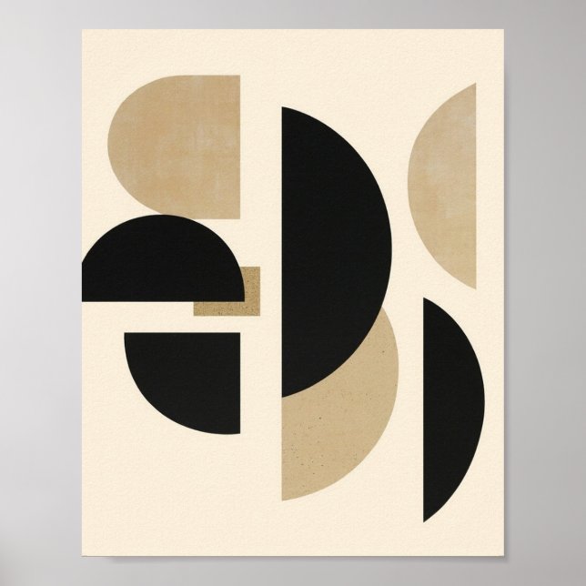 Desert Arches: Composition in Black and Beige Poster (Front)