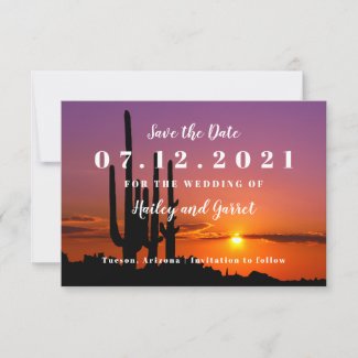 Desert at Sunset Landscape Save the Date Card