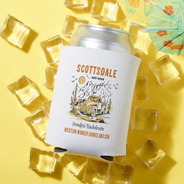 Desert Bachelorette Party Girls Weekend Custom Can Cooler (In Situ Summer)