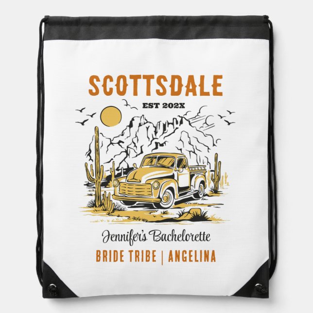 Desert Bachelorette Party Girls Weekend Custom Drawstring Bag (Front)