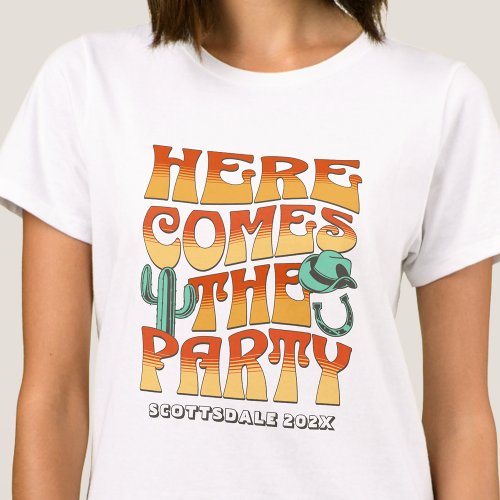 Desert Bachelorette Party Western Cowboy Groovy T_Shirt