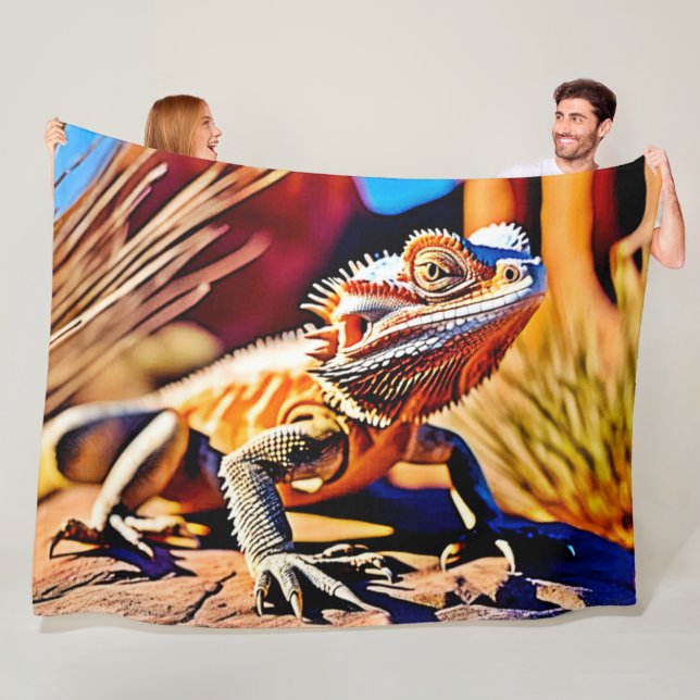 Desert Bearded Dragon Fleece Blanket (In Situ)