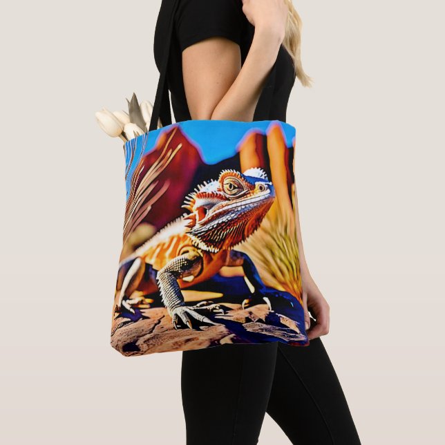 Desert Bearded Dragon Tote Bag (Close Up)