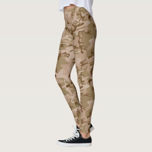 Desert Beige Brown Green Camo Camouflage Leggings