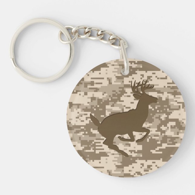 Desert Beige Digital Camouflage Deer Camo Pattern Keychain (Front)