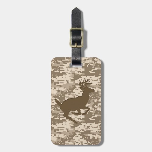 Desert Beige Digital Camouflage Deer Camo Pattern Luggage Tag