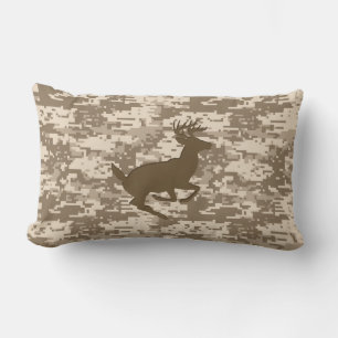 Desert Beige Digital Camouflage Deer Camo Pattern Lumbar Pillow