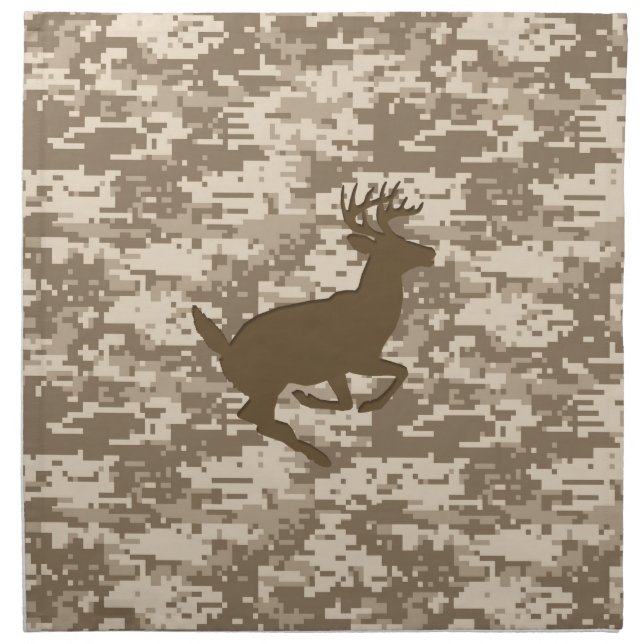 Desert Beige Digital Camouflage Deer Camo Pattern Napkin (Front)