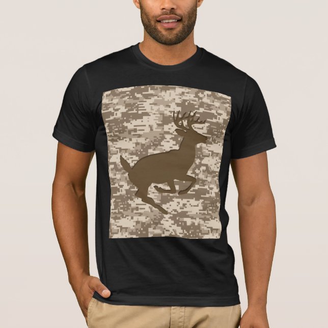 Desert Beige Digital Camouflage Deer Camo Pattern T-Shirt (Front)