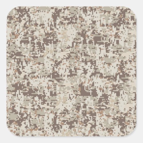 Desert Beige Style Digital Camouflage Square Sticker