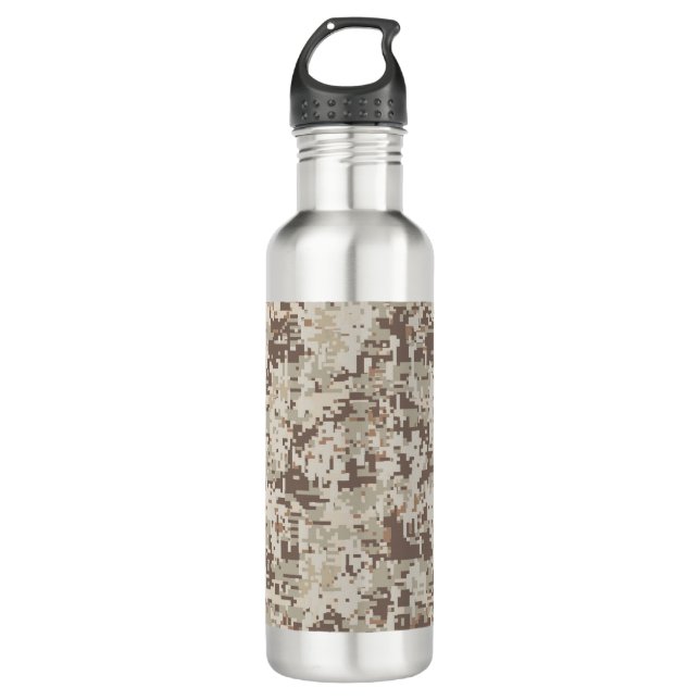Desert Beige Style Digital Camouflage Water Bottle (Front)
