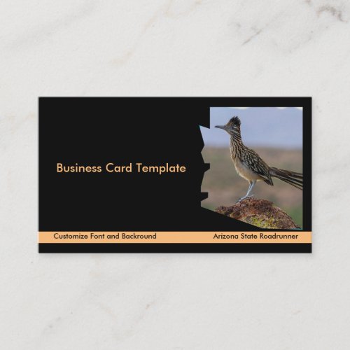 Desert Bird Roadrunner Arizona State Map  Business Card