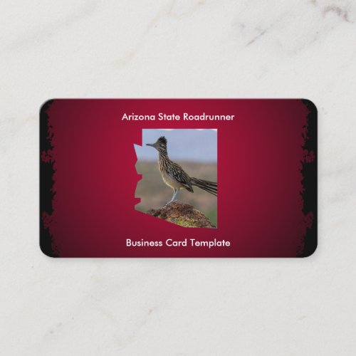 Desert Bird Roadrunner Arizona State Map  Business Card