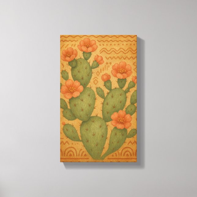Desert Bloom – Cactus Boho Canvas Art (Front)