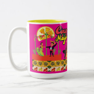 Desert Bloom Fiesta hot pink Two-Tone Coffee Mug
