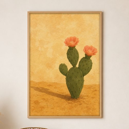 Desert Bloom Gouache Boho Art Poster