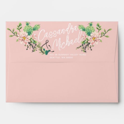 Desert Bloom  Pink Wedding Invitation Envelope