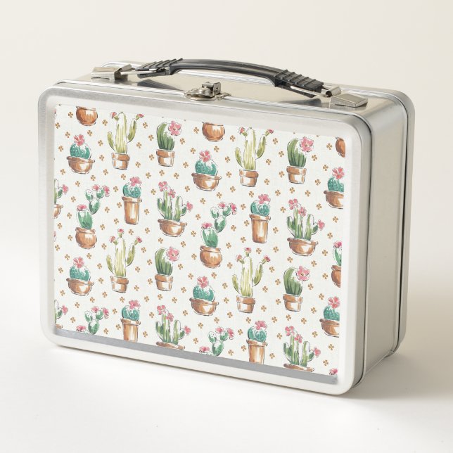 Desert Bloom Step | Blossom Pattern Metal Lunch Box (Front)