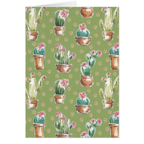 Desert Bloom Step  Green Pattern