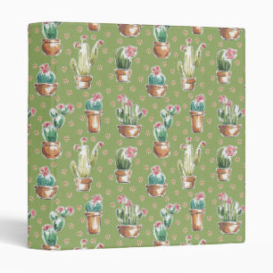 Desert Bloom Step Green Pattern 3 Ring Binder