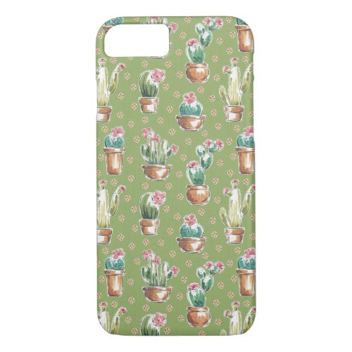 Desert Bloom Step  Green Pattern iPhone 87 Case