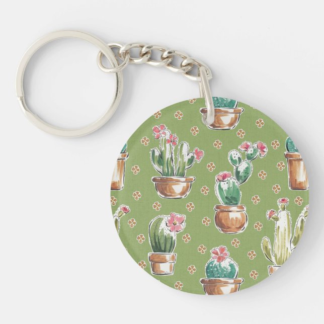 Desert Bloom Step | Green Pattern Keychain (Front)