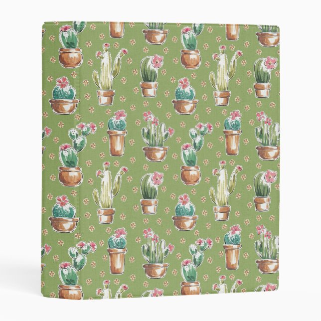 Desert Bloom Step | Green Pattern Mini Binder (Front/Spine)