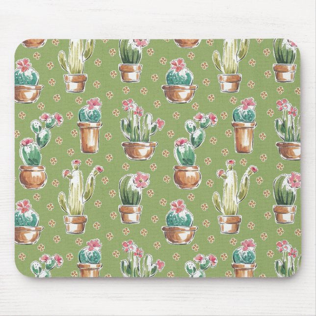 Desert Bloom Step | Green Pattern Mouse Pad (Front)
