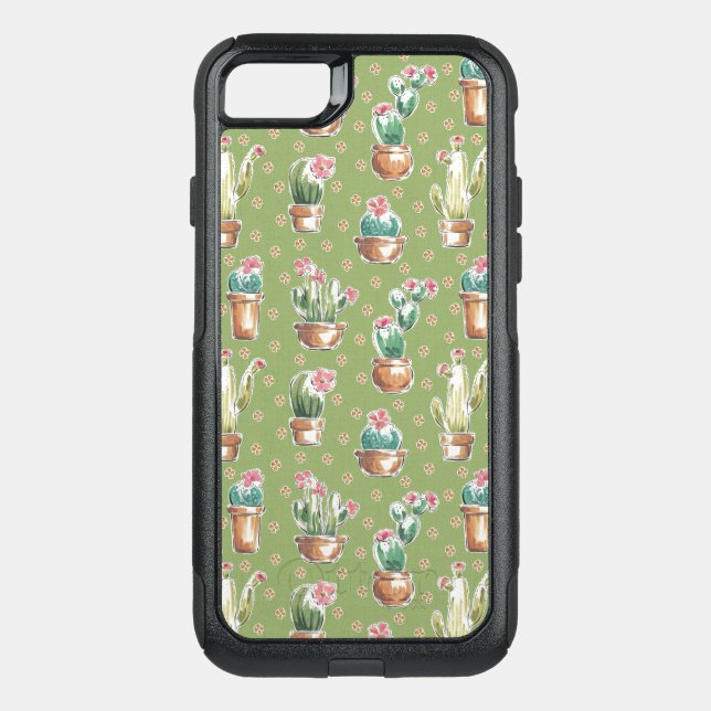 Desert Bloom Step | Green Pattern Otterbox iPhone Case (Back)