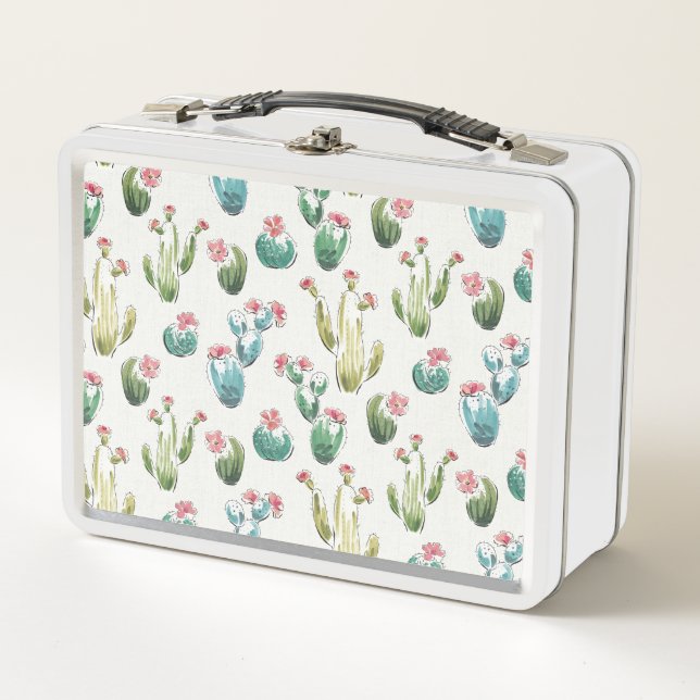 Desert Bloom Step | Pink Pattern Metal Lunch Box (Front)