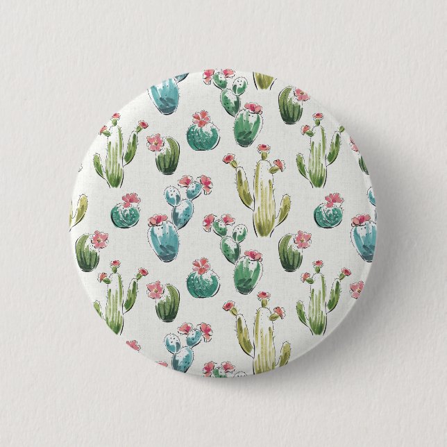 Desert Bloom Step | Pink Pattern Pinback Button (Front)