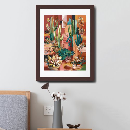 Desert Bloom Vibrant Southwestern Flair Abstract Framed Art