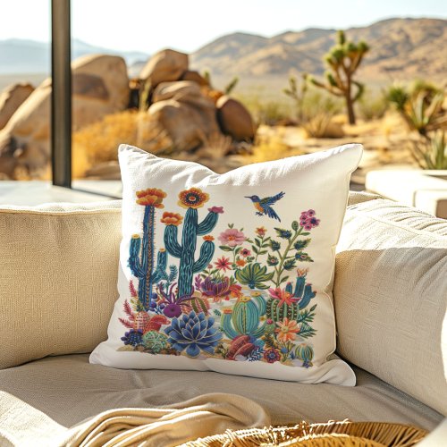 Desert Blooms Blossom Oasis Throw Pillow