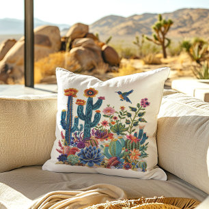 Desert Blooms Blossom Oasis Throw Pillow