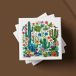 Desert Blooms Cacti Crescendo Ceramic Tile<br><div class="desc">Welcome to the artistry of 'Desert Blooms Cacti Crescendo, ' one of six captivating ceramic tile designs from our cherished collection. Each tile is an artisanal portrayal of the desert's vibrant ecosystem, with a lush ensemble of cacti, blossoms, and fauna rendered in a kaleidoscope of rich, tactile colors. The 'Cacti...</div>