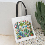 Desert Blooms Cacti Crescendo Tote Bag<br><div class="desc">Step out in style with our Desert Blooms Cacti Crescendo tote bag, where the rugged beauty of the desert meets everyday functionality. This tote features a meticulously crafted motif of desert flora and fauna, rendered in vibrant colors and textured details that mimic the look of embroidery. Ideal for eco-conscious shoppers,...</div>