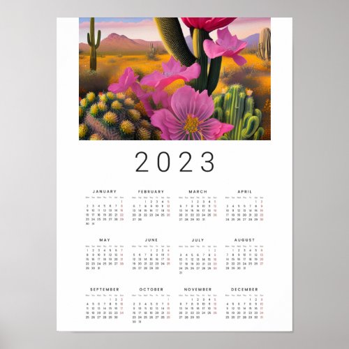 Desert Blooms Digital Art 2023 Calendar Poster