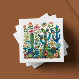 Desert Blooms Embroidered Eden Ceramic Tile