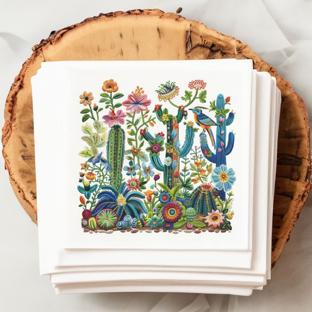 Desert Blooms Embroidered Eden Napkins (Creator Uploaded)