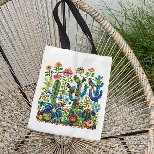 Desert Blooms Embroidered Eden Tote Bag