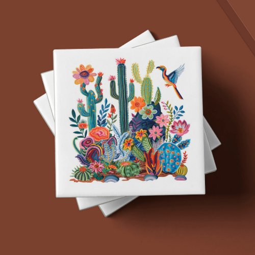 Desert Blooms Floral Symphony Ceramic Tile