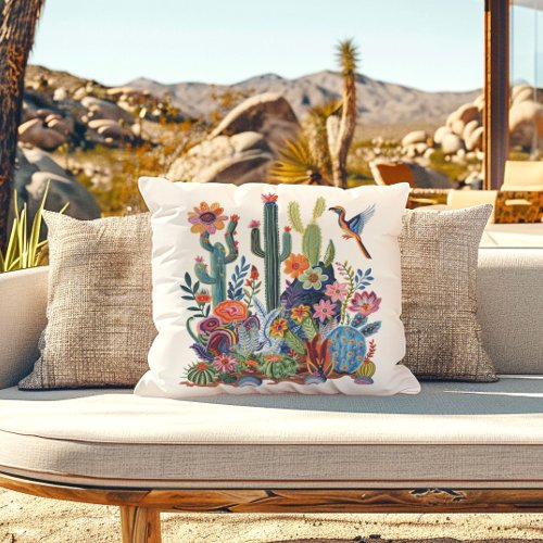 Desert Blooms Floral Symphony Throw Pillow