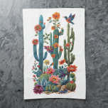 Desert Blooms Kitchen Towel<br><div class="desc">Infuse your kitchen with the vibrant spirit of the desert with our Desert Blooms kitchen towel. Showcasing a beautiful array of desert flora and fauna, the design is brought to life with textured threads and an embroidered look which are carried over into the print, blending functionality with artful elegance. Perfect...</div>