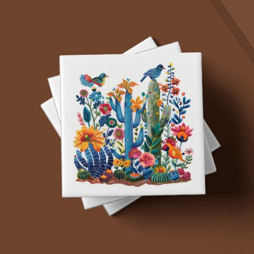 Desert Blooms Saguaro Serenade Ceramic Tile