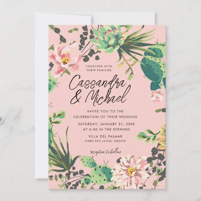 Desert Blooms Wedding Invitation (Front)