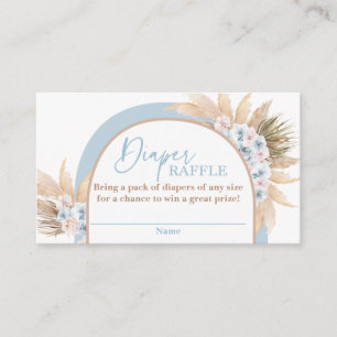 Desert Blue Pampas Grass Boy Diaper Raffle Card